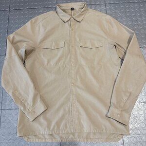 Lululemon Airing Easy Long Sleeve Button Snap Front Shirt Trench Tan Large L